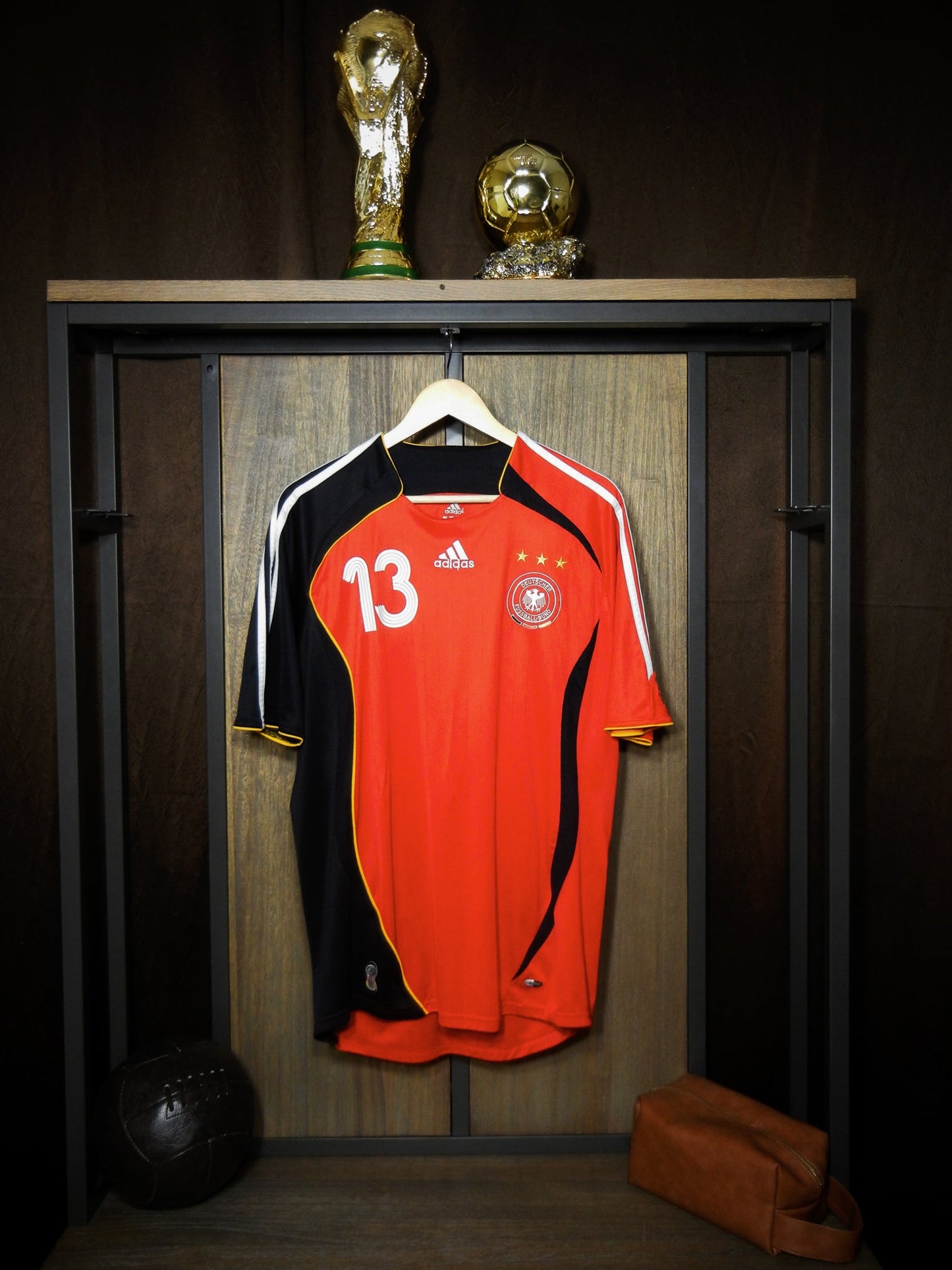 Germany 2006 Away Jersey – Michael Ballack #13 – Large – Black & Red Adidas Shirt (MPN: 066897)