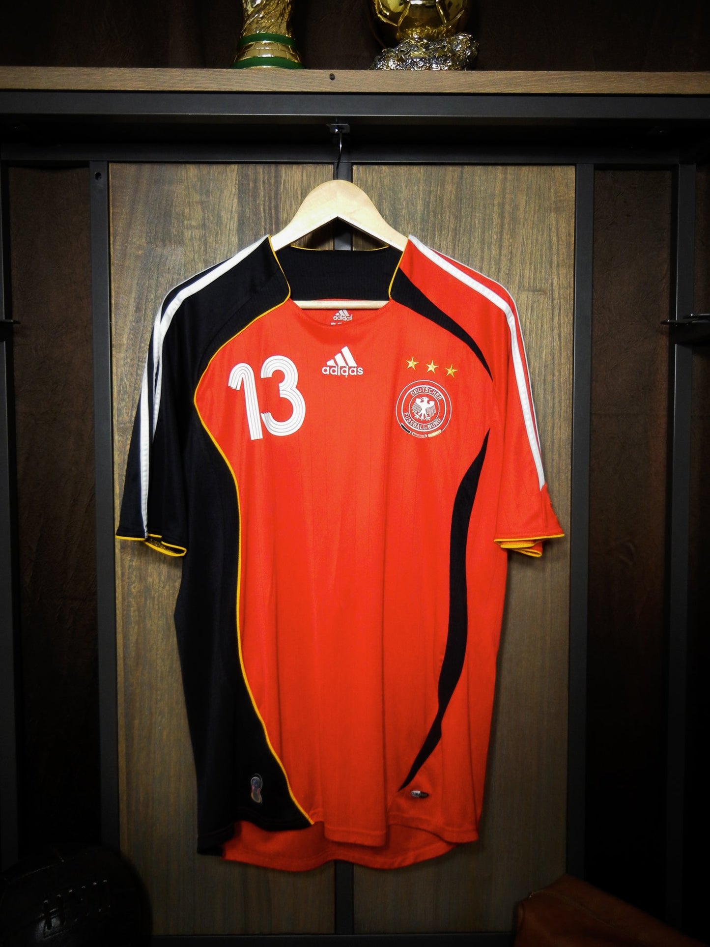 Germany 2006 Away Jersey – Michael Ballack #13 – Large – Black & Red Adidas Shirt (MPN: 066897)