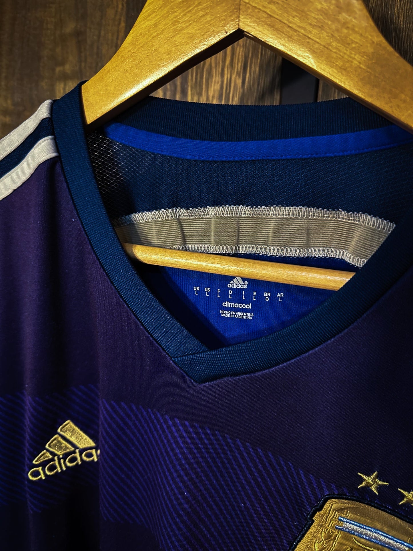 Argentina 2014 Away Jersey – Size L – Navy Blue & Sky – Adidas Shirt – (MPN: D87305 TES001)