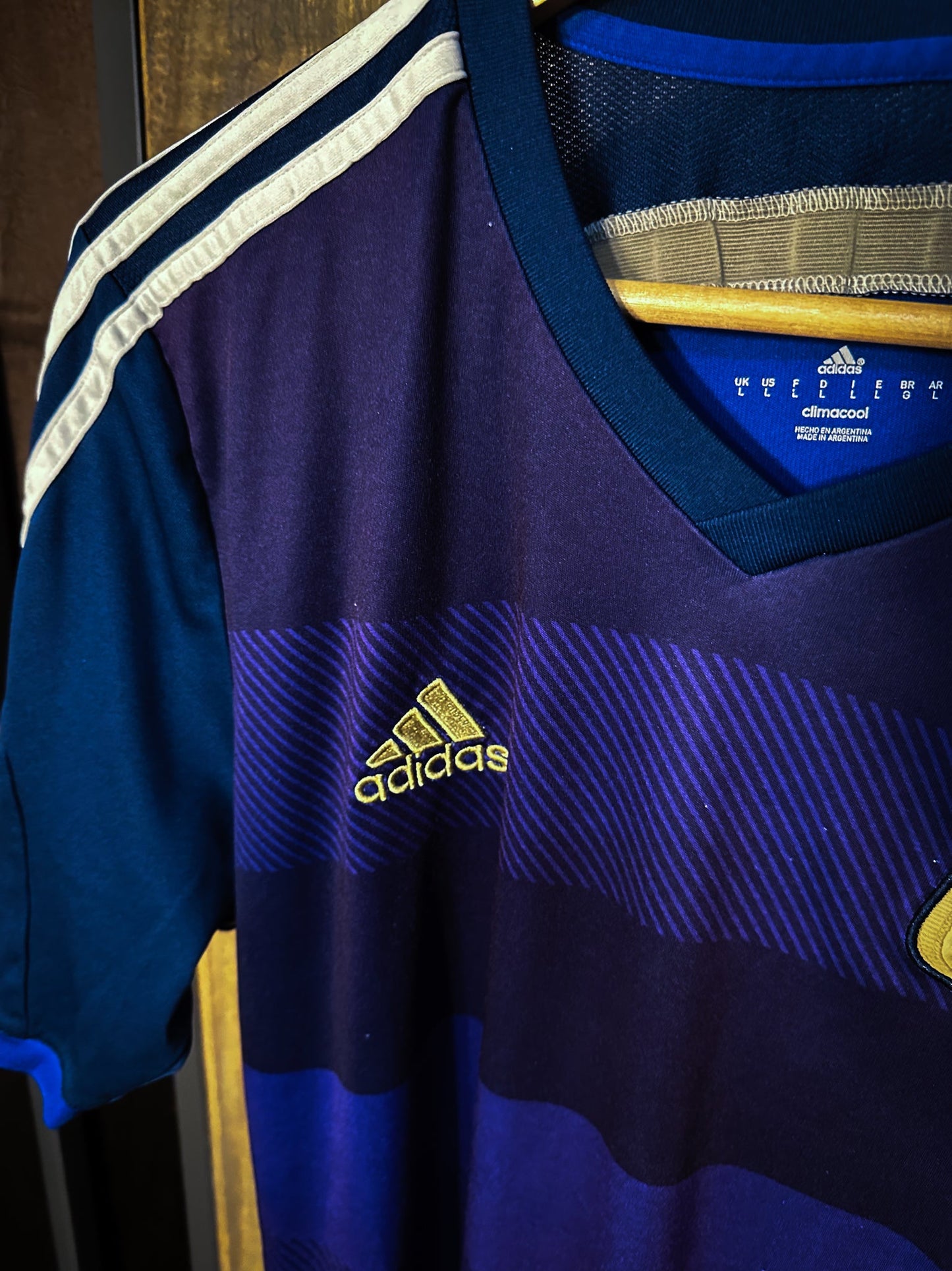 Argentina 2014 Away Jersey – Size L – Navy Blue & Sky – Adidas Shirt – (MPN: D87305 TES001)