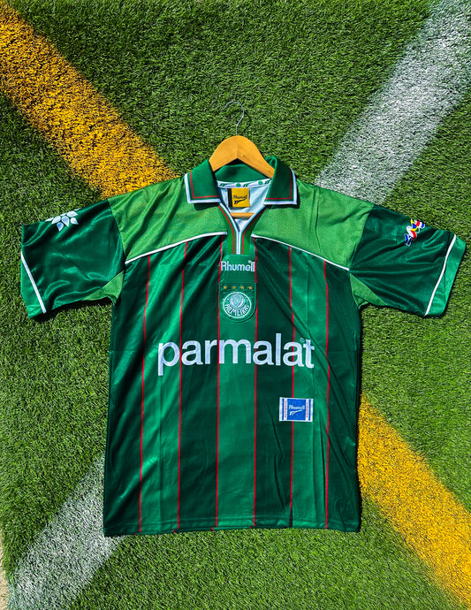 Front view of Palmeiras 1992 Parmalat retro jersey in iconic green.