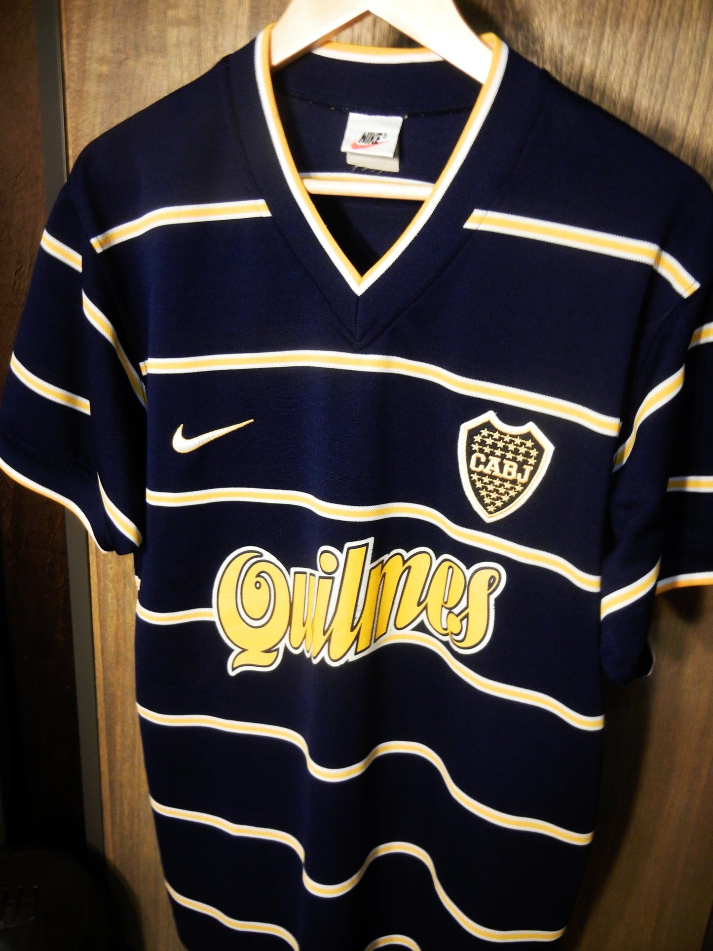 Boca Juniors 1998/99 Copa Mercosur Special Edition Jersey – Size S – Blue & Yellow Quilmes Shirt – (MPN: Cuit. N 30 67815546 9)