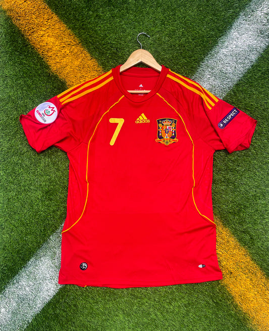 Spain 2008 Home Euro Jersey – David Villa 7 Champions Edition