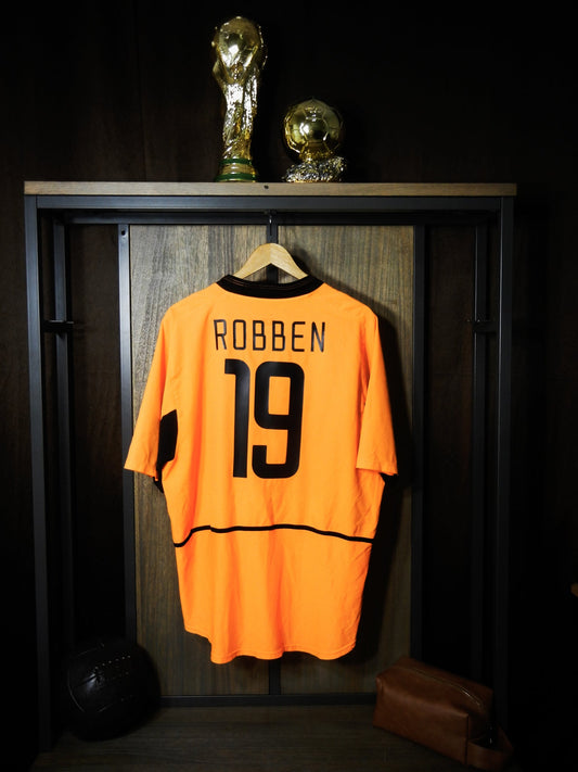 Netherlands 2002/2004 Home Jersey – Robben #19 – Size XL – Orange Nike Shirt – (MPN: 182359)