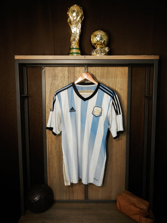 Argentina 2014 Home Jersey (World Cup Edition) – Size L – Sky Blue and White Adidas Shirt – (MPN: D87311)