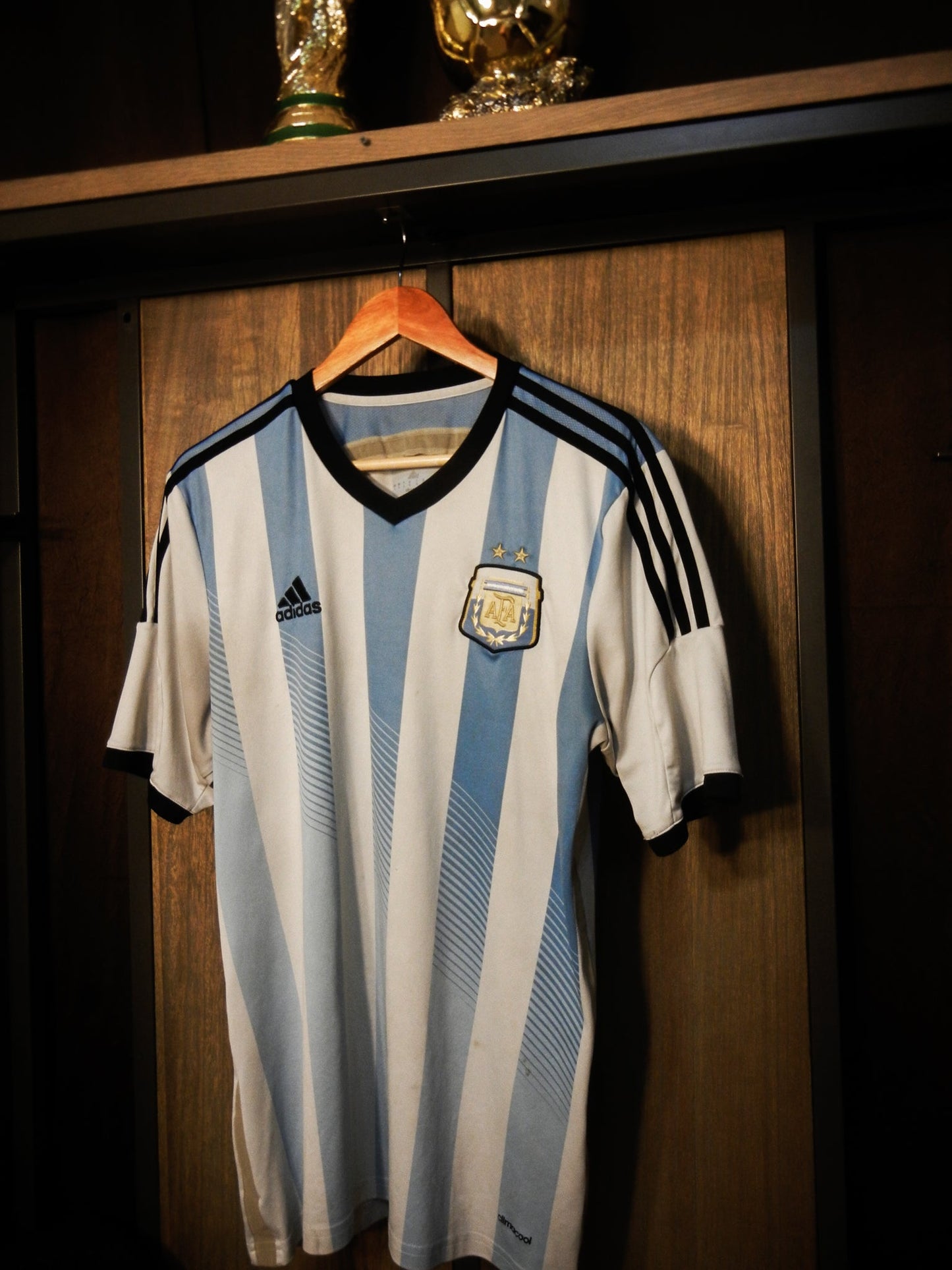 Argentina 2014 Home Jersey (World Cup Edition) – Size L – Sky Blue and White Adidas Shirt – (MPN: D87311)