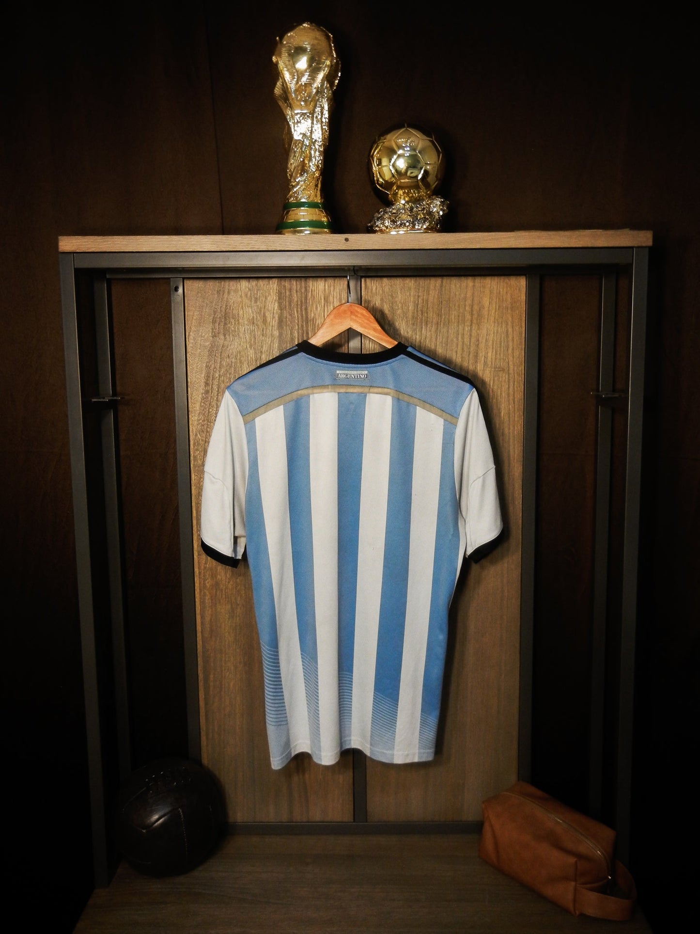 Argentina 2014 Home Jersey (World Cup Edition) – Size L – Sky Blue and White Adidas Shirt – (MPN: D87311)