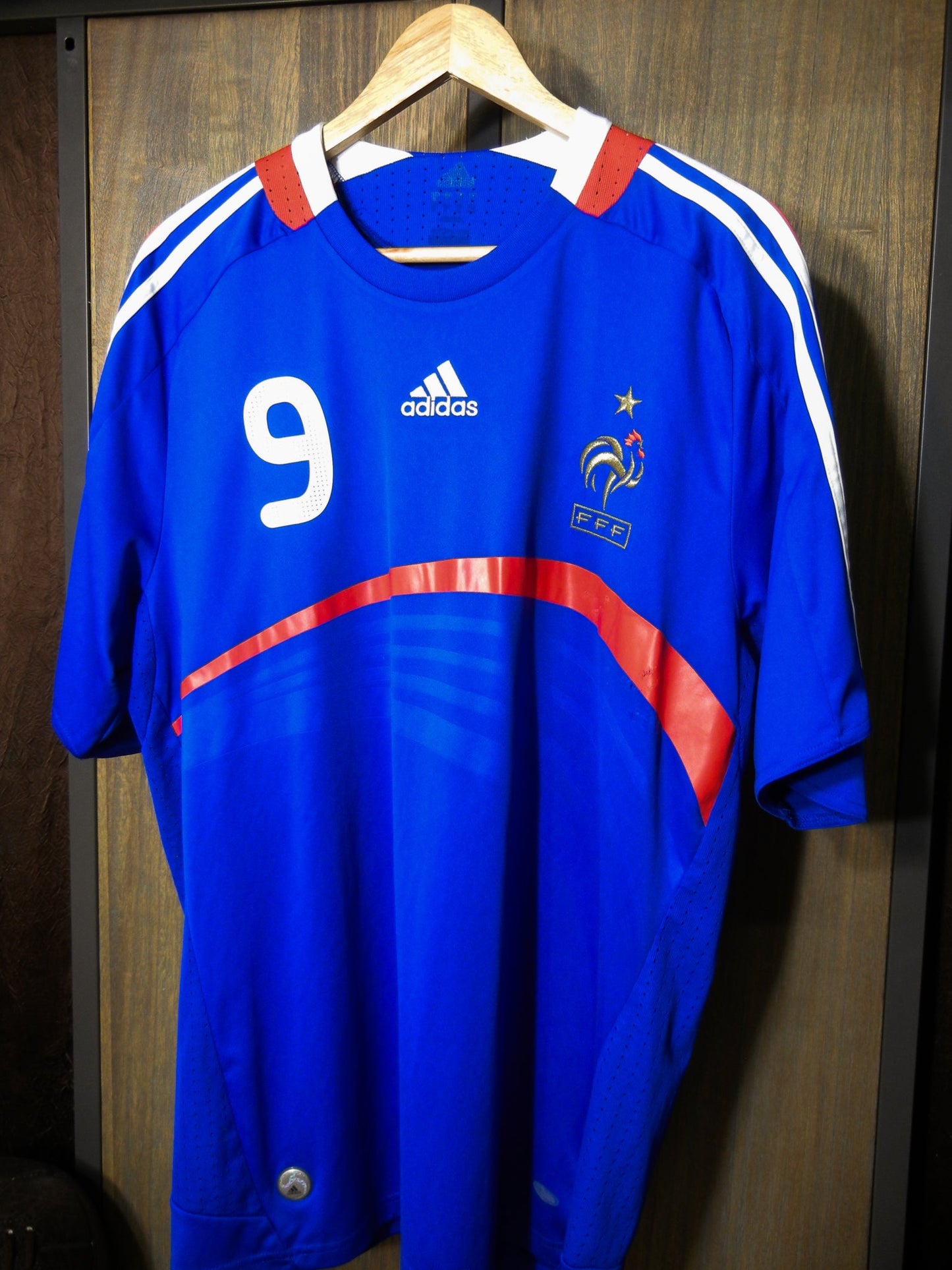 France 2007/2008 Home Jersey – Karim Benzema #9 – XL – Blue Adidas Shirt – (MPN: 620139)