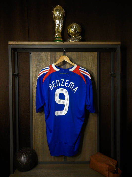 France 2007/2008 Home Jersey – Karim Benzema #9 – XL – Blue Adidas Shirt – (MPN: 620139)