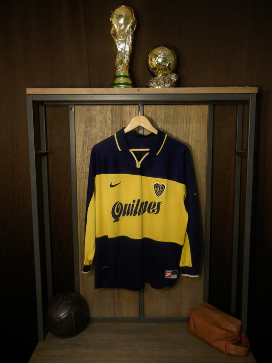 Boca Juniors 1998/2000 Home Long Sleeve Jersey – #14 – Size L – Navy & Yellow Nike Shirt – (MPN: N/A)