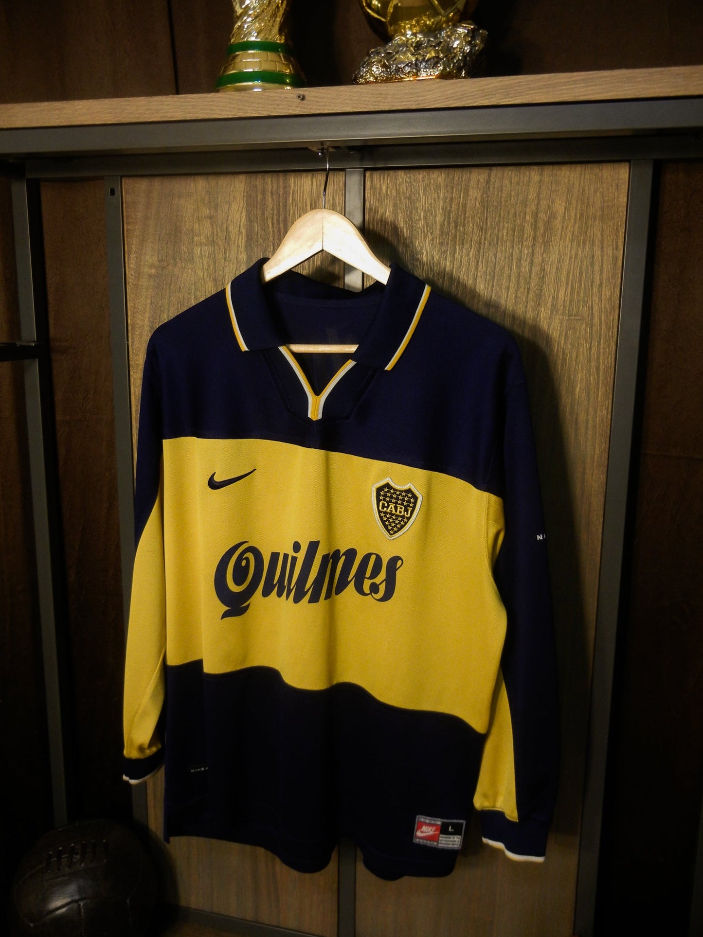 Boca Juniors 1998/2000 Home Long Sleeve Jersey – #14 – Size L – Navy & Yellow Nike Shirt – (MPN: N/A)