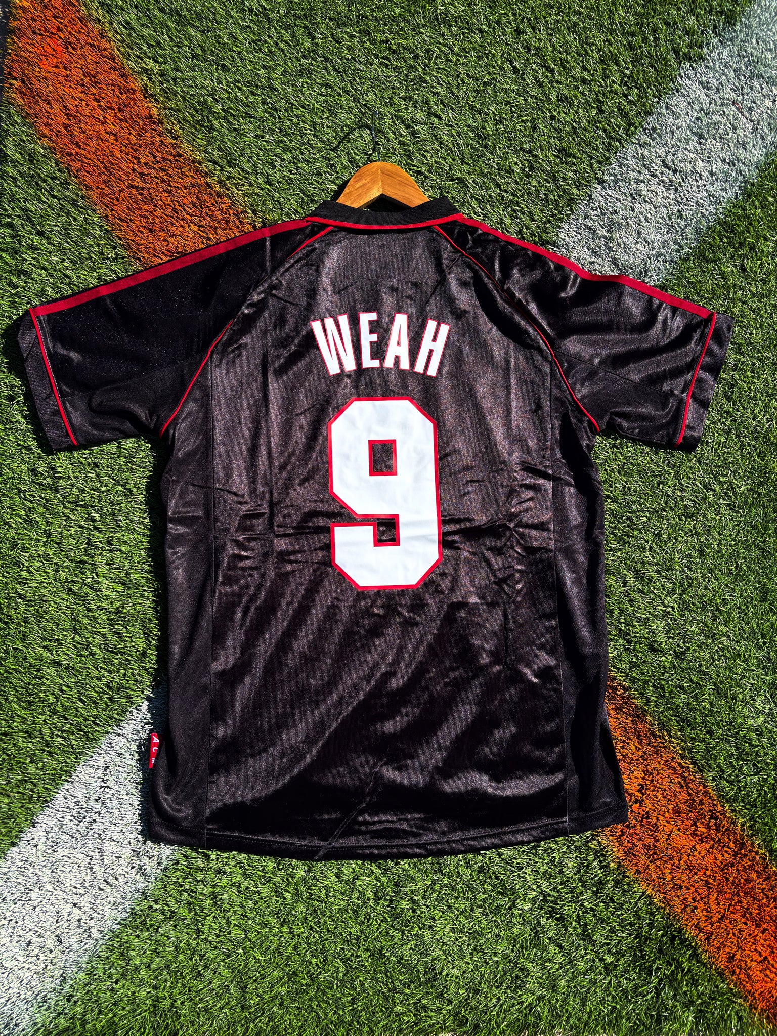 AC Milan 1998-99 Third Maldini #3 Vintage Opel Black Soccer Jersey