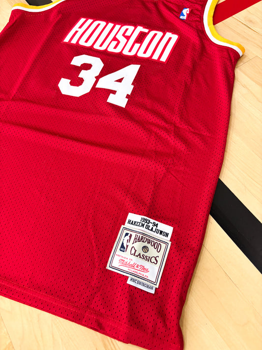 Houston Rockets 1993/1994 Hakeem Olajuwon Hardwood Classics Jersey – Retro Red NBA Vintage Edition