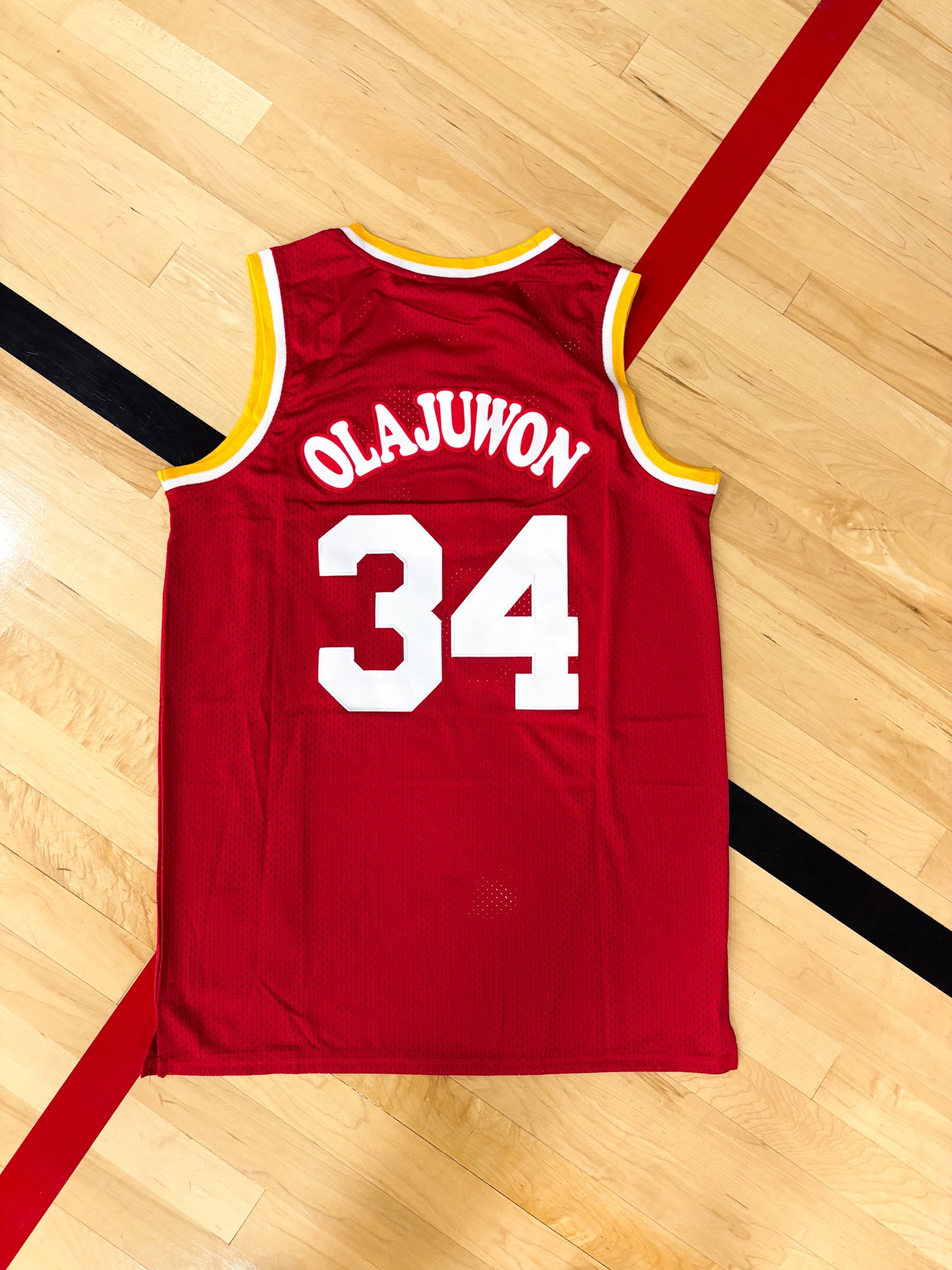 Houston Rockets 1993/1994 Hakeem Olajuwon Hardwood Classics Jersey – Retro Red NBA Vintage Edition