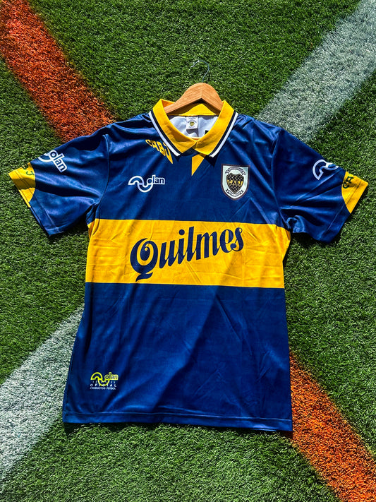 Boca Juniors 1995/1996 Home Jersey – Quilmes Sponsor Vintage Blue & Gold Classic
