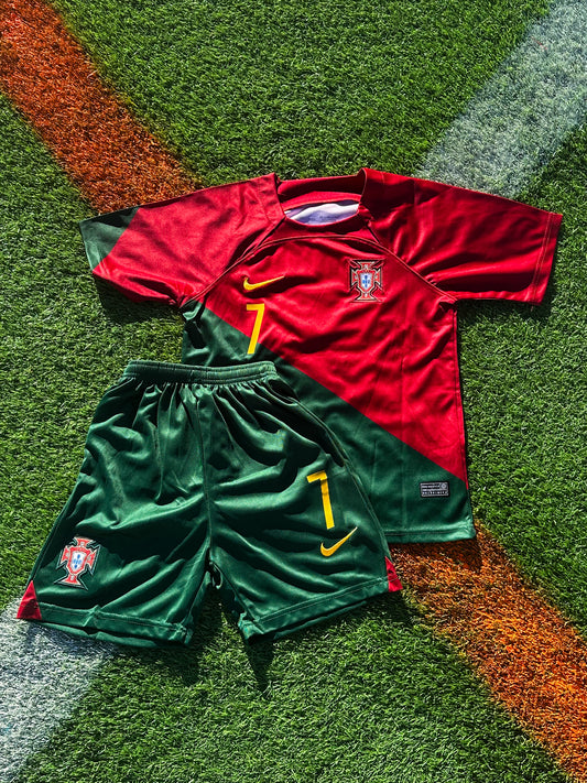 Portugal 2022/2023 Home Jersey – Cristiano Ronaldo #7 Kids jersey -Classic Red Seleção Kit