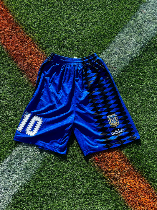 Argentina 1994 World Cup Shorts – Lightweight Adidas Football Shorts with AFA Crest and #10