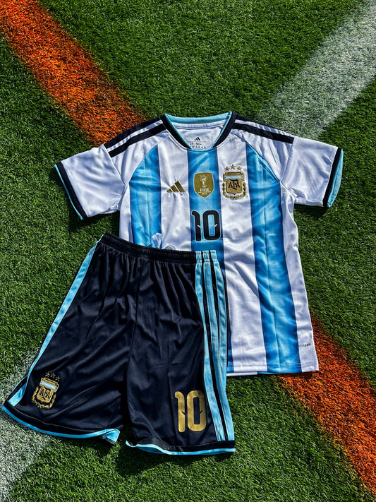 Argentina 2026 Home World Cup Jersey-Messi 10 – Kids Adidas Soccer Kit- Argentina National Team