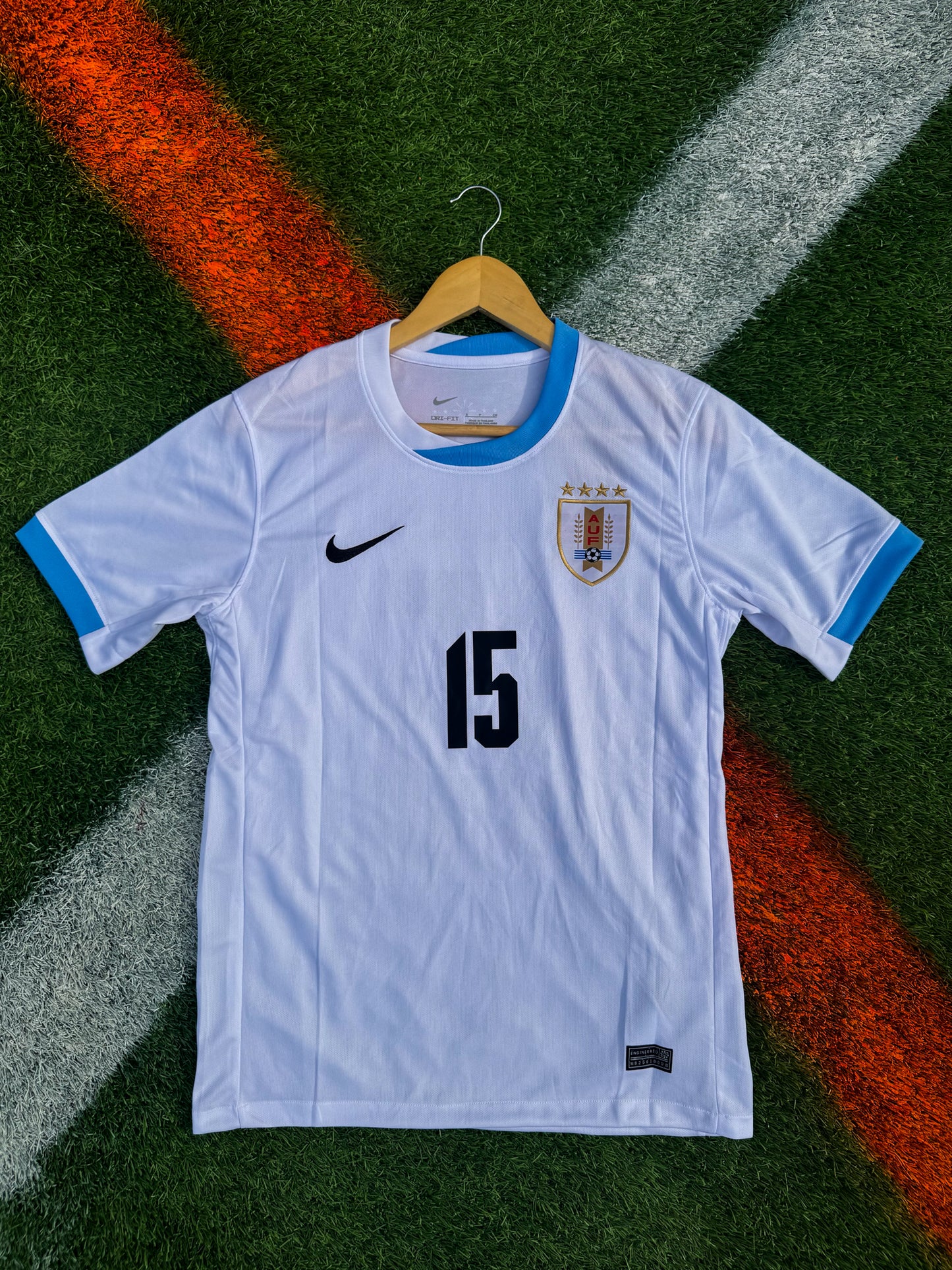 Uruguay 2024 Away Valverde #15 Copa America Nike Jersey – White Blue Heritage Kit