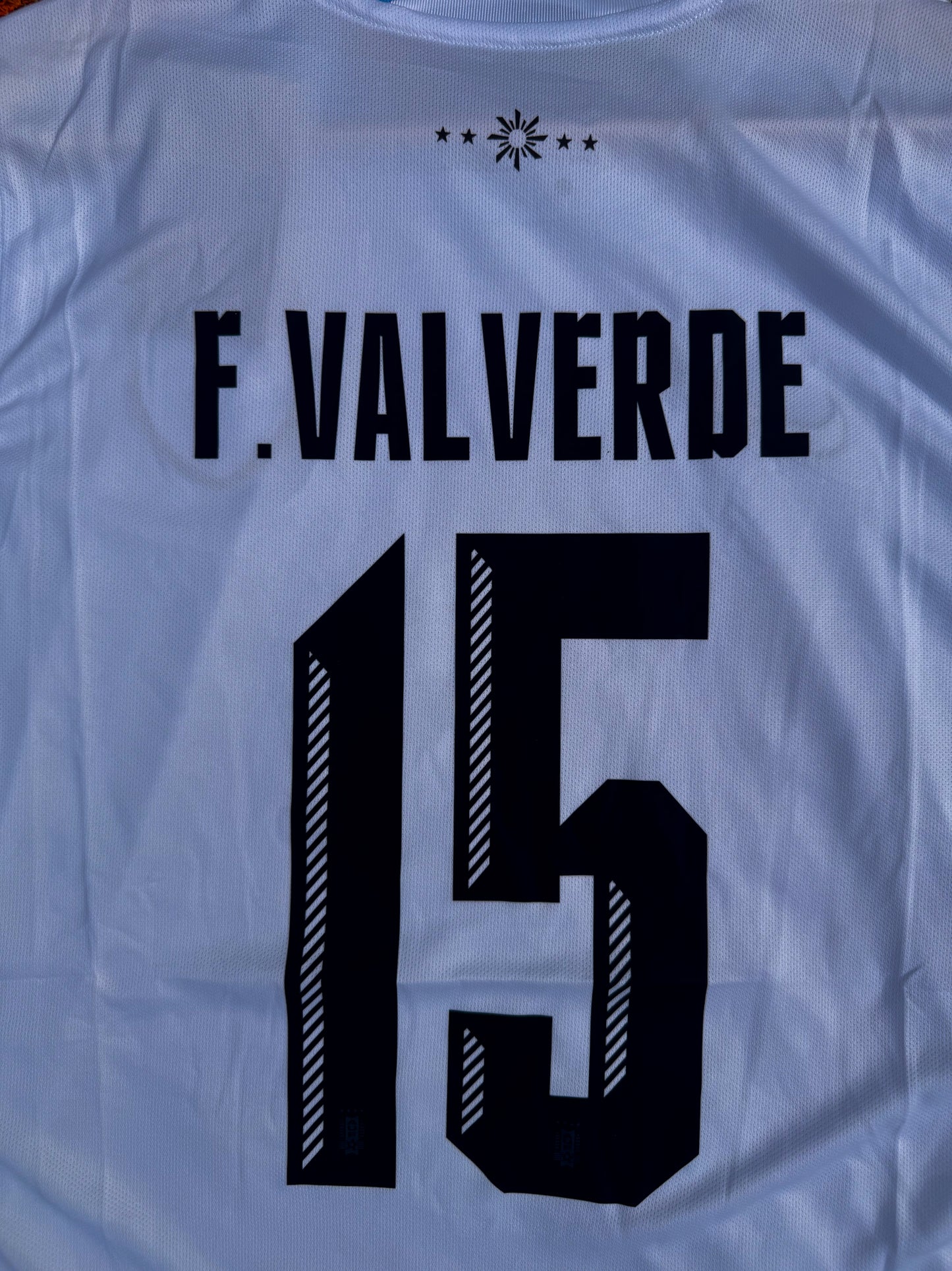 Uruguay 2024 Away Valverde #15 Copa America Nike Jersey – White Blue Heritage Kit