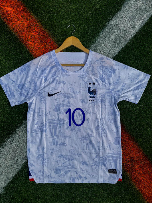 France 2022/2023 Away Jersey – Kylian Mbappé 10- World Cup White Kit