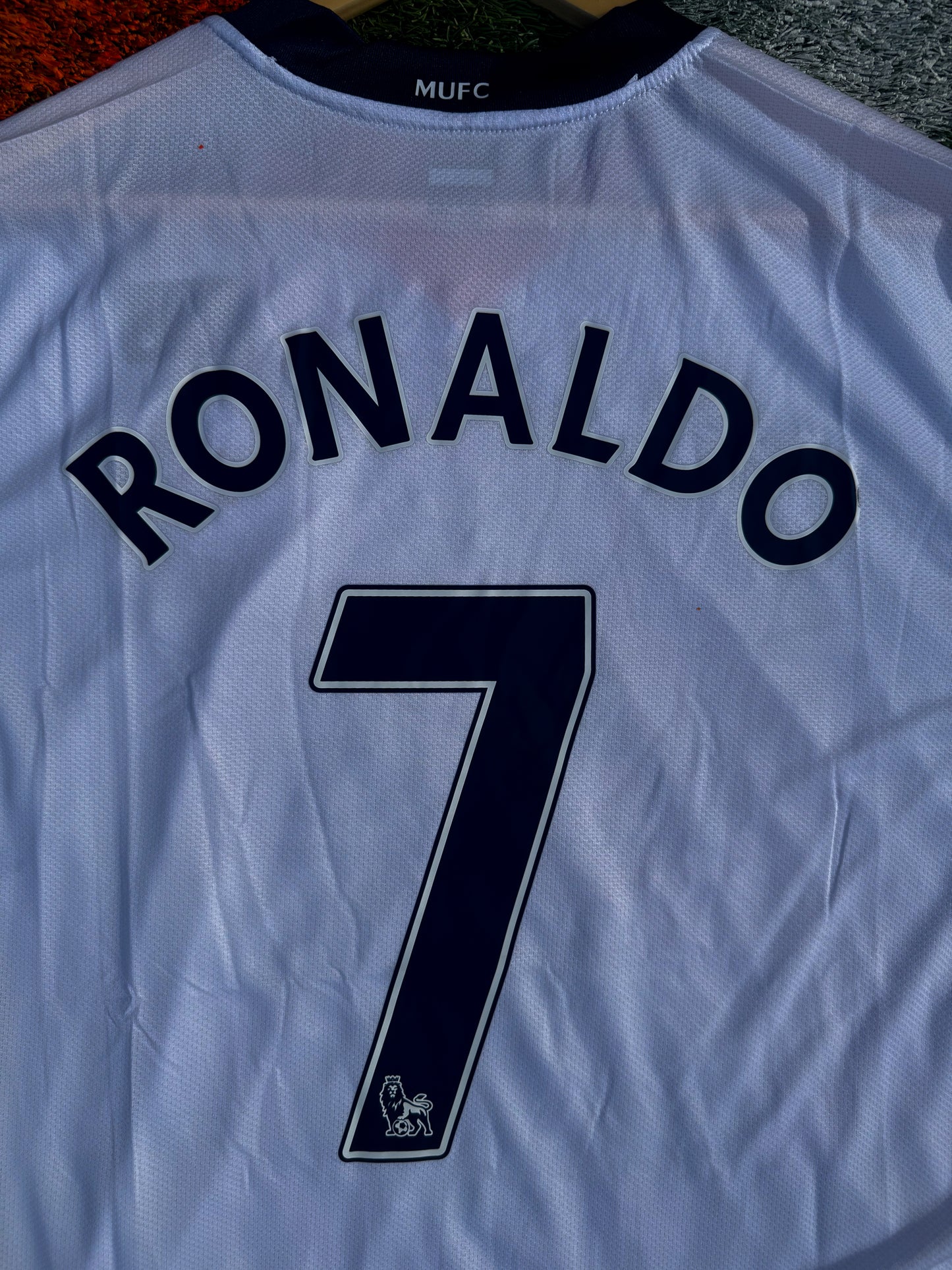 Manchester United 2007–2008 Third Jersey Ronaldo #7 – Blue AIG Vintage Nike Football Shirt