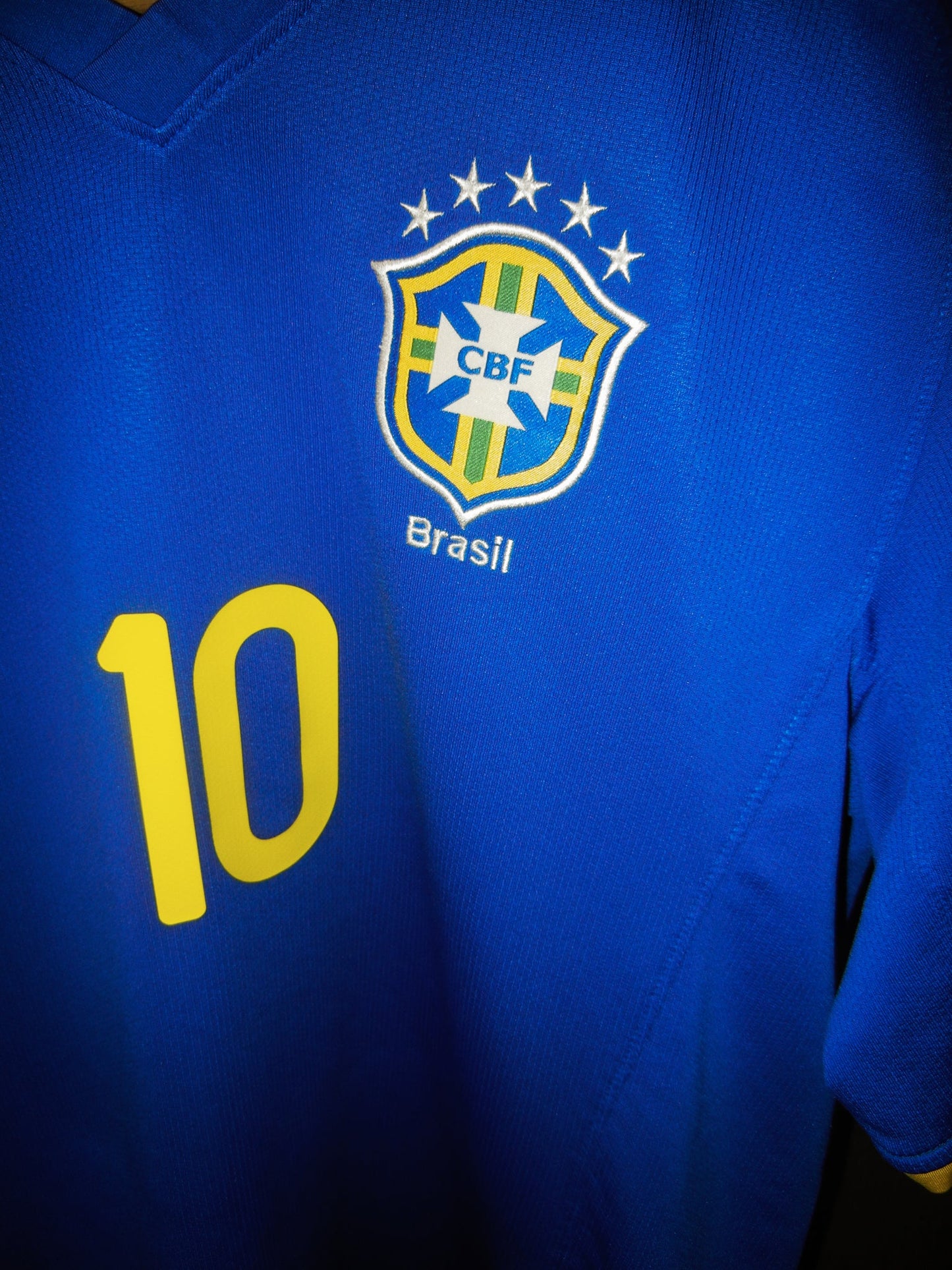 Brazil 2008/2010 Away Jersey – Ronaldinho #10 – Size XL – Blue Nike Shirt (MPN: 258950-493)
