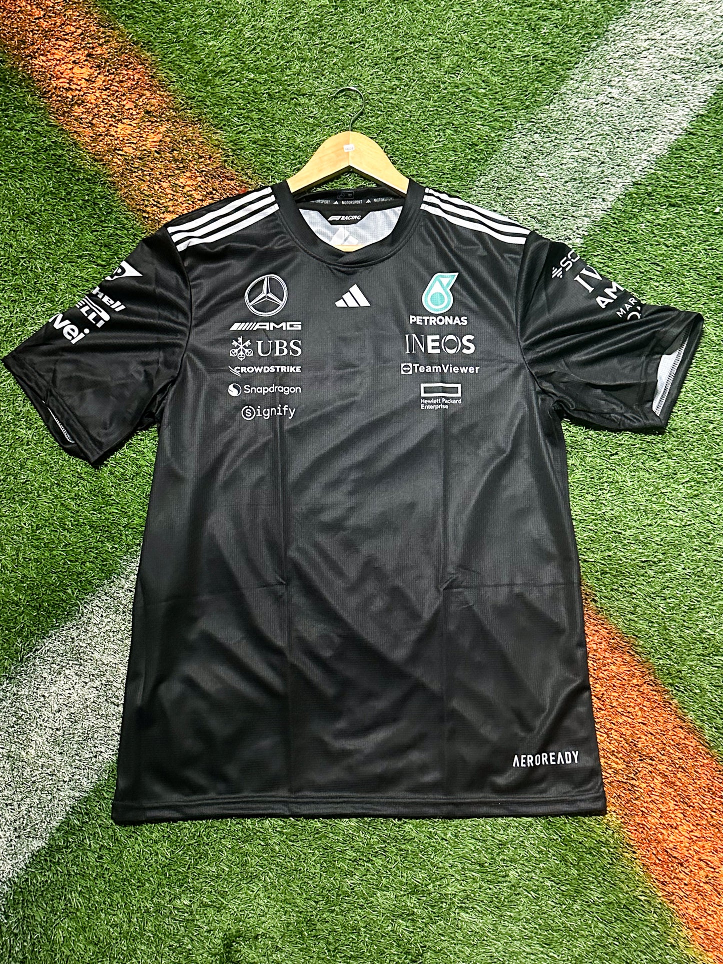 Mercedes Formula 1 Black Team Jersey – Classic Silver Arrows Racing Design