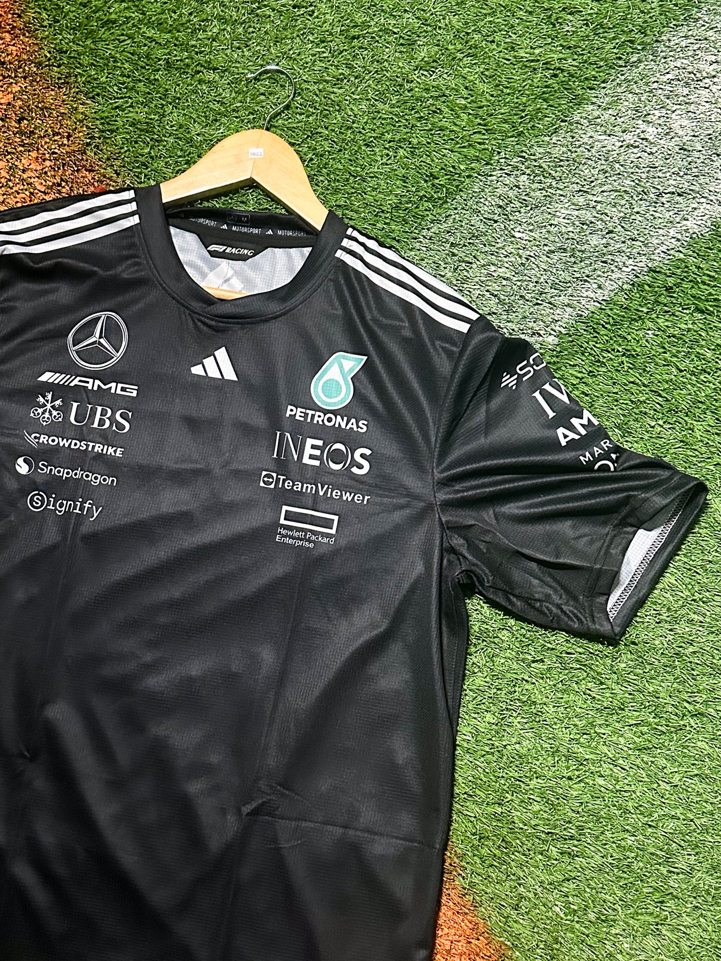 Mercedes Formula 1 Black Team Jersey – Classic Silver Arrows Racing Design