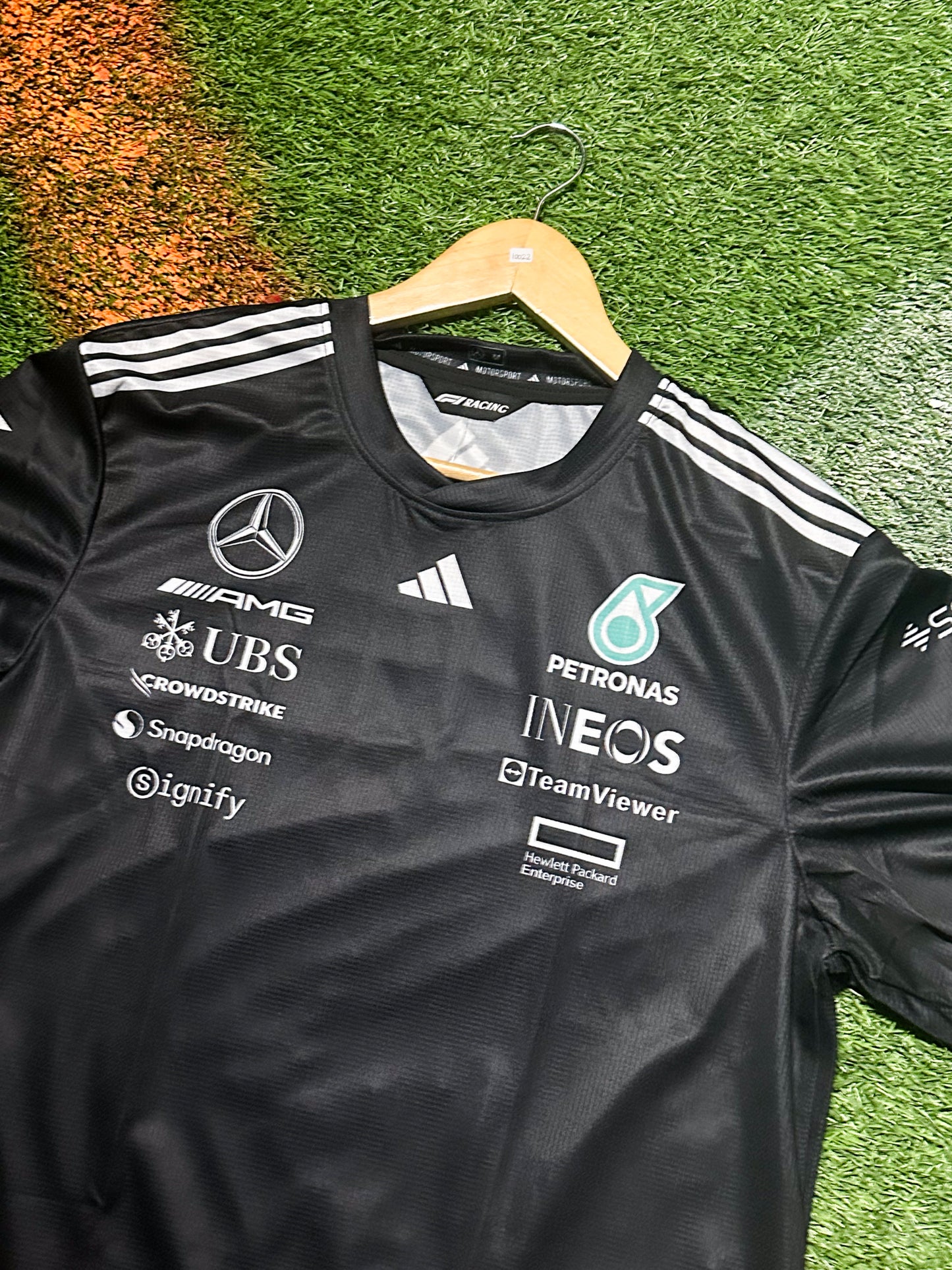 Mercedes Formula 1 Black Team Jersey – Classic Silver Arrows Racing Design