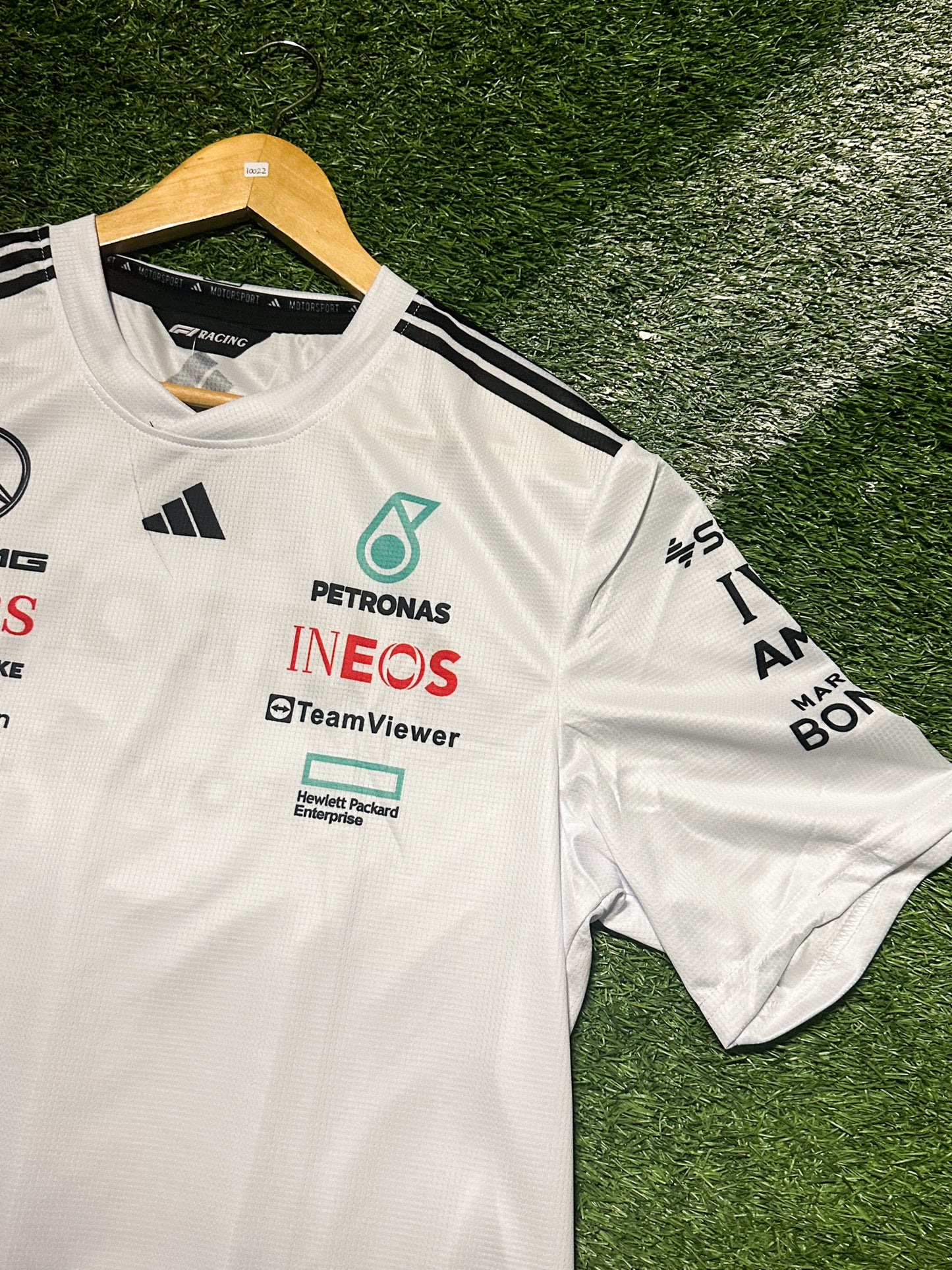 Mercedes Formula 1 White Team Jersey – Classic Silver Arrows Racing Design