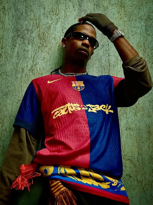 Barcelona 2024-2025 Home Jersey – Lamine Yamal #19 Cactus Jack Travis Scott Modern Football Shirt - Five Of Cups Official