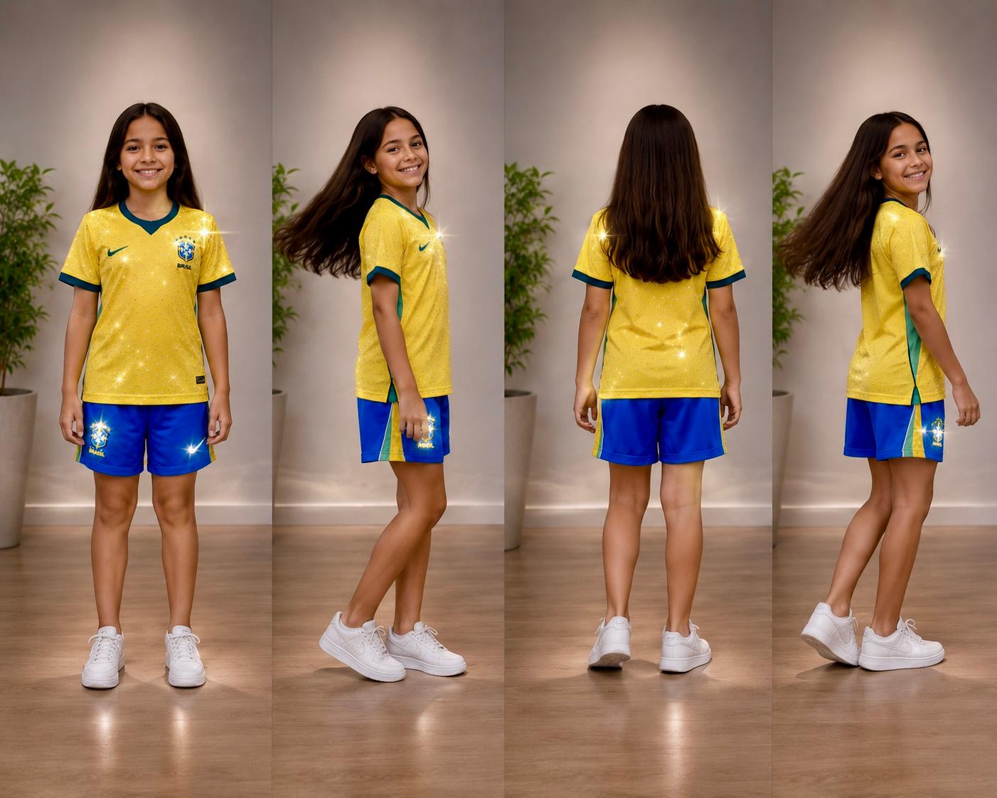 Brazil 2026 Home con Cristales para Damas- World Cup 2026- Cubiertas de brillos con cristales en toda la prenda