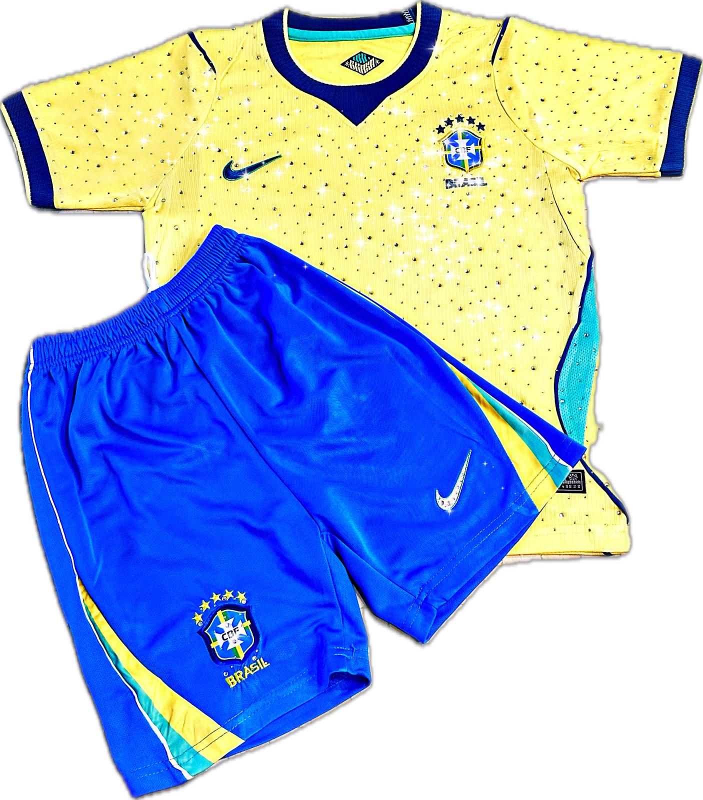 Brazil 2026 Home con Cristales para Damas- World Cup 2026- Cubiertas de brillos con cristales en toda la prenda