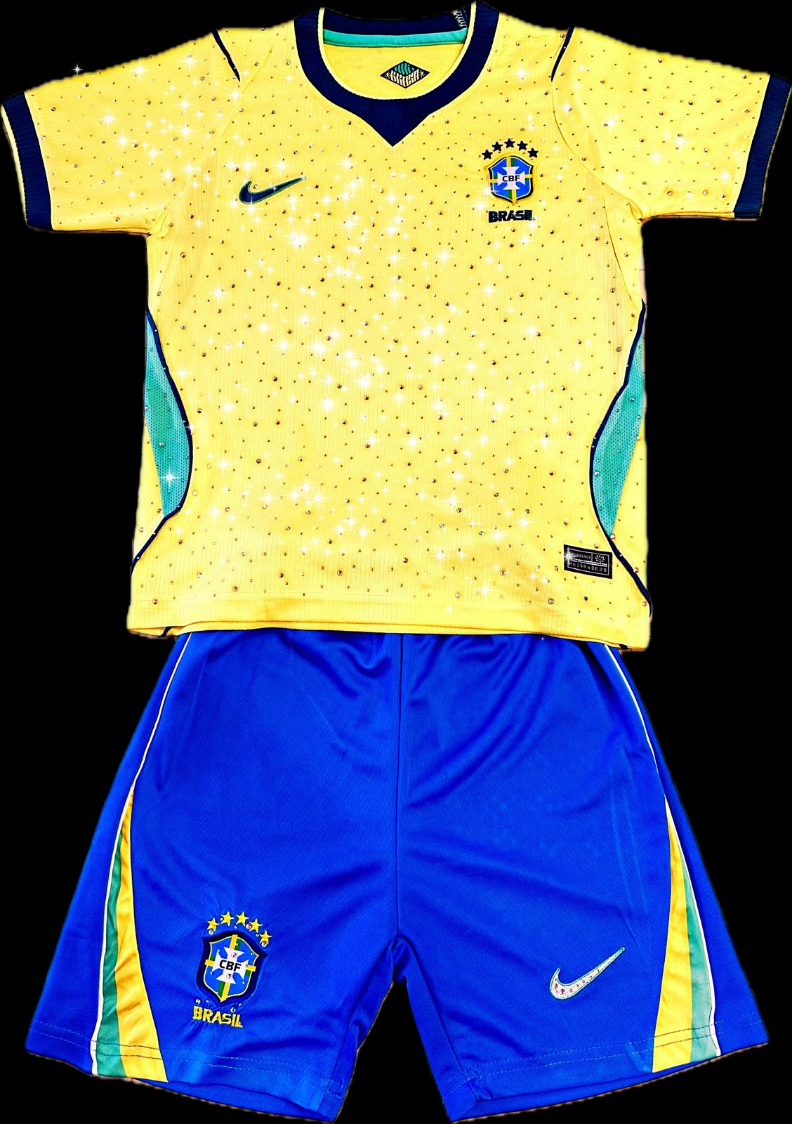 Brazil 2026 Home con Cristales para Damas- World Cup 2026- Cubiertas de brillos con cristales en toda la prenda