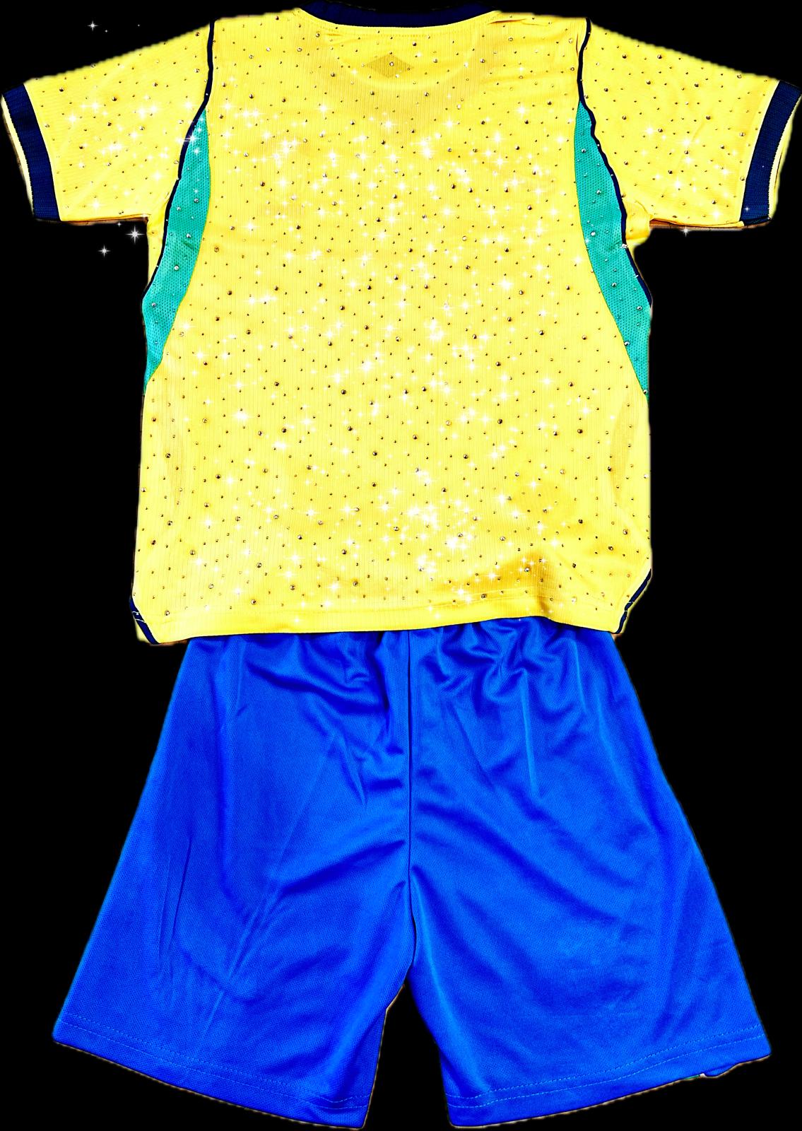 Brazil 2026 Home con Cristales para Damas- World Cup 2026- Cubiertas de brillos con cristales en toda la prenda