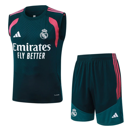 Real Madrid 2024-2025 Training Sleeveless Jersey & Shorts Set – Adidas Climacool Teal Edition