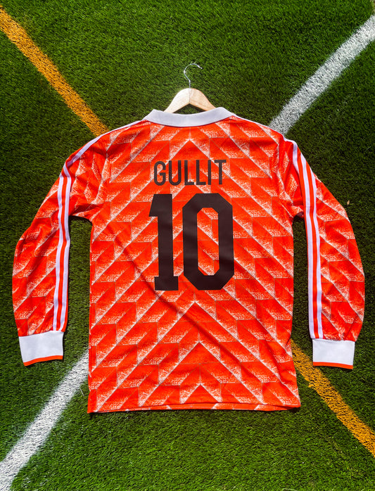 Netherlands 1988 Home Jersey Gullit #10 – Vintage Euro Cup Champions Retro Oranje Football Shirt - Five Of Cups Official
