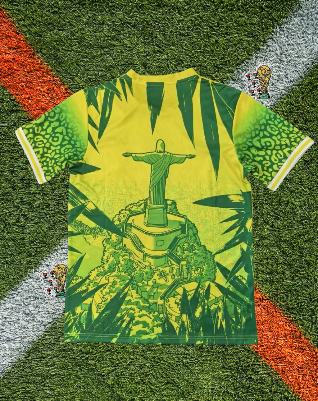 Brazil Home Jersey – Christ Redeemer Yellow Leopard Edition