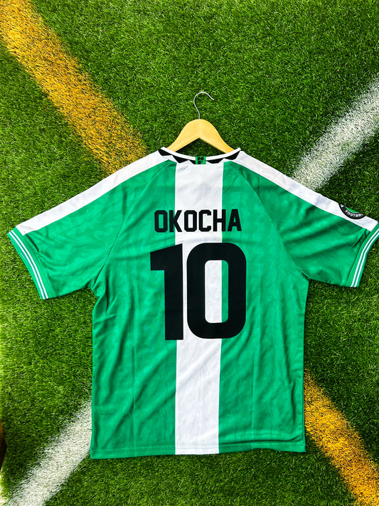 Nigeria 1996 Home Okocha #10 Rare Soccer Jersey – Vintage Super Eagles Kit with Classic 90s Flair - Five Of Cups Official