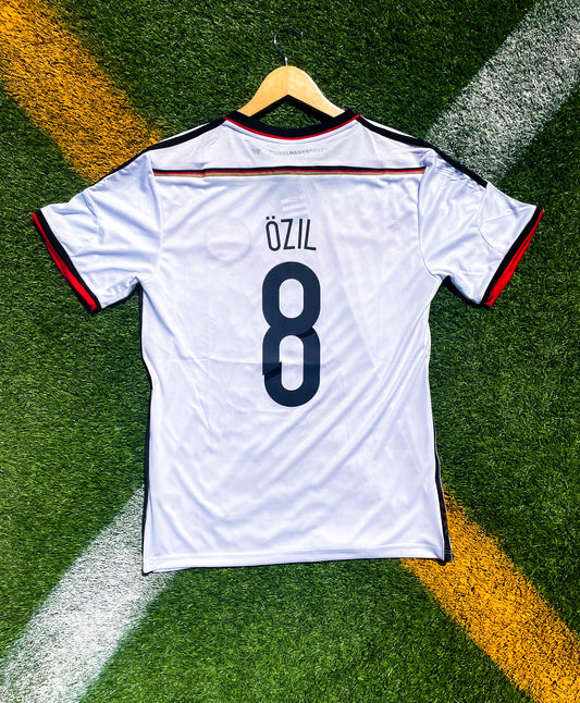 Germany 2014 Home Özil #8 & Götze #19 Iconic World Cup Champions Jersey – Classic White Adidas Kit - Five Of Cups Official