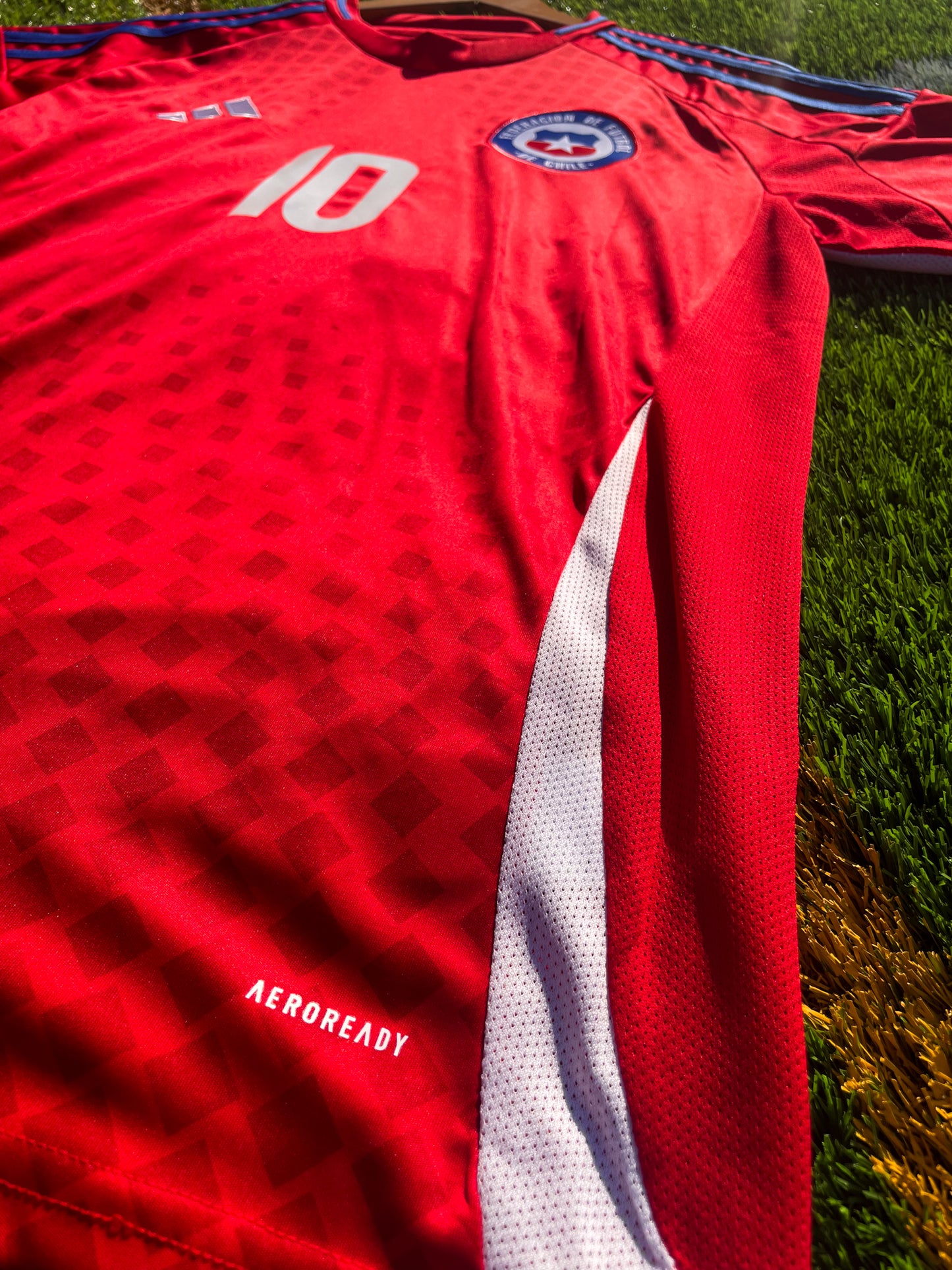 Chile 2024 Home #10 Copa América Jersey – Red Adidas Football Kit with Classic Crest and Modern Design - Five Of Cups Official