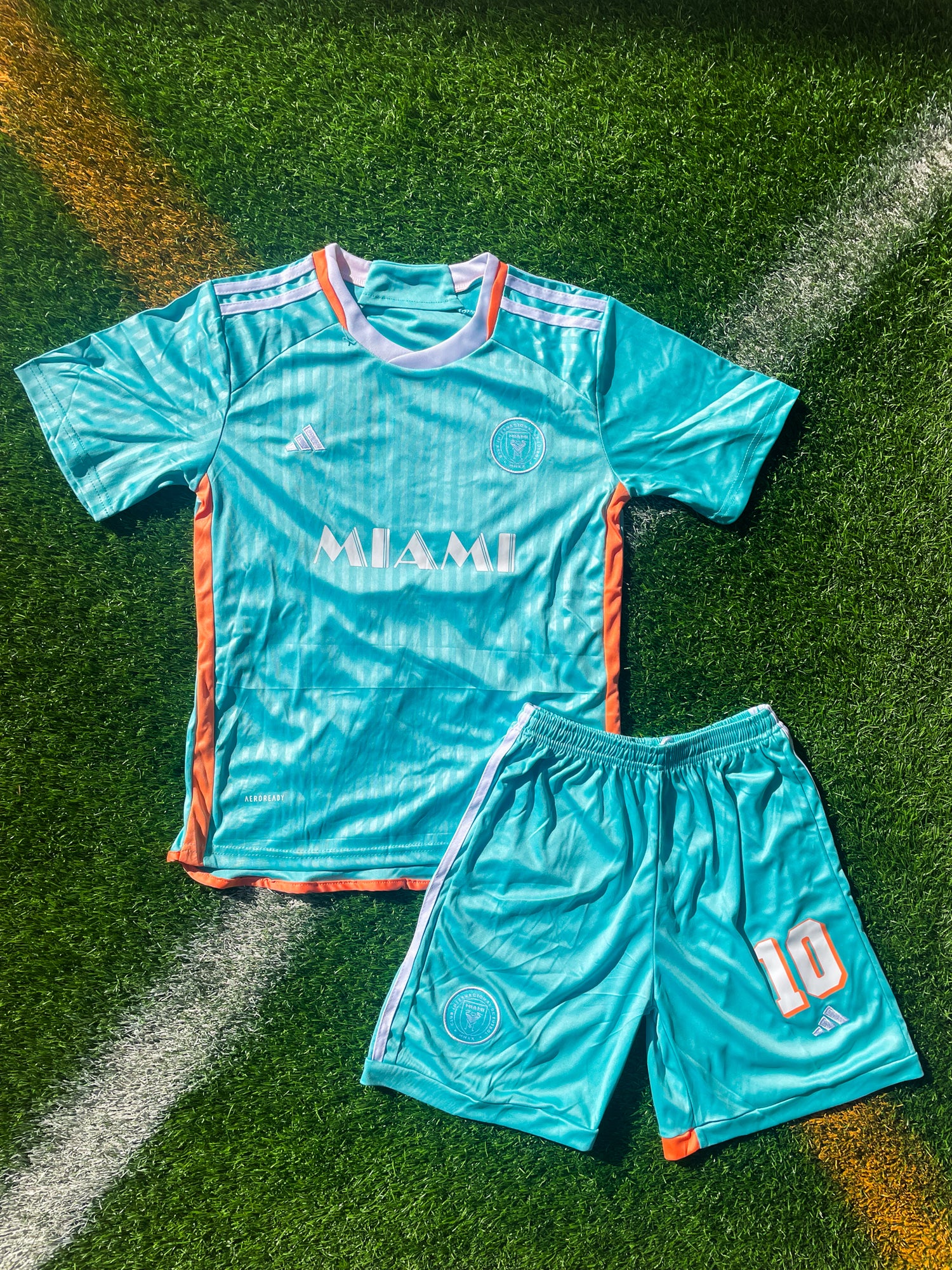 Inter Miami 2024/2025 Kids Third Messi #10 Teal Jersey – Bright Miami Style for Young Fans - Five Of Cups Official