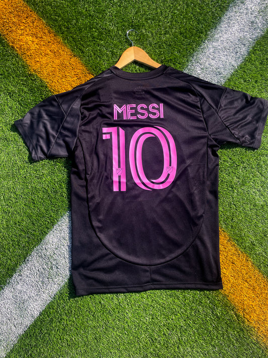 Inter Miami 2024/2025 Away Messi #10 adidas Black Jersey – Sleek Black with Subtle Pink Details - Five Of Cups Official