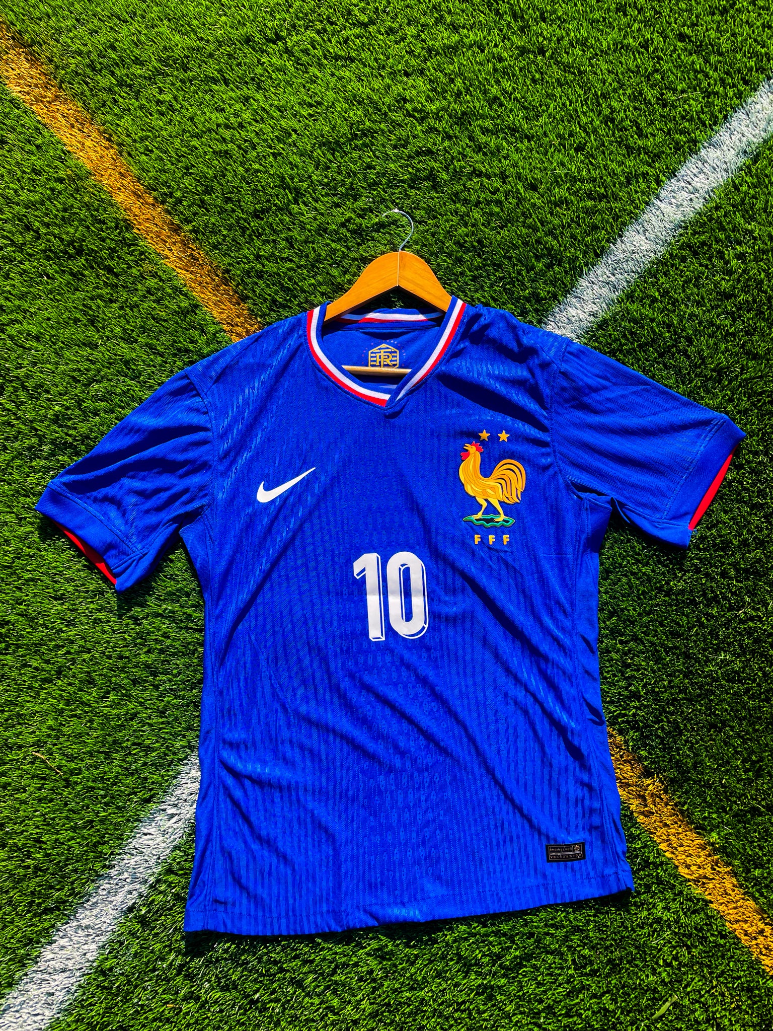 Front view of France 2024 Home Mbappé #10 Jersey showing blue design

