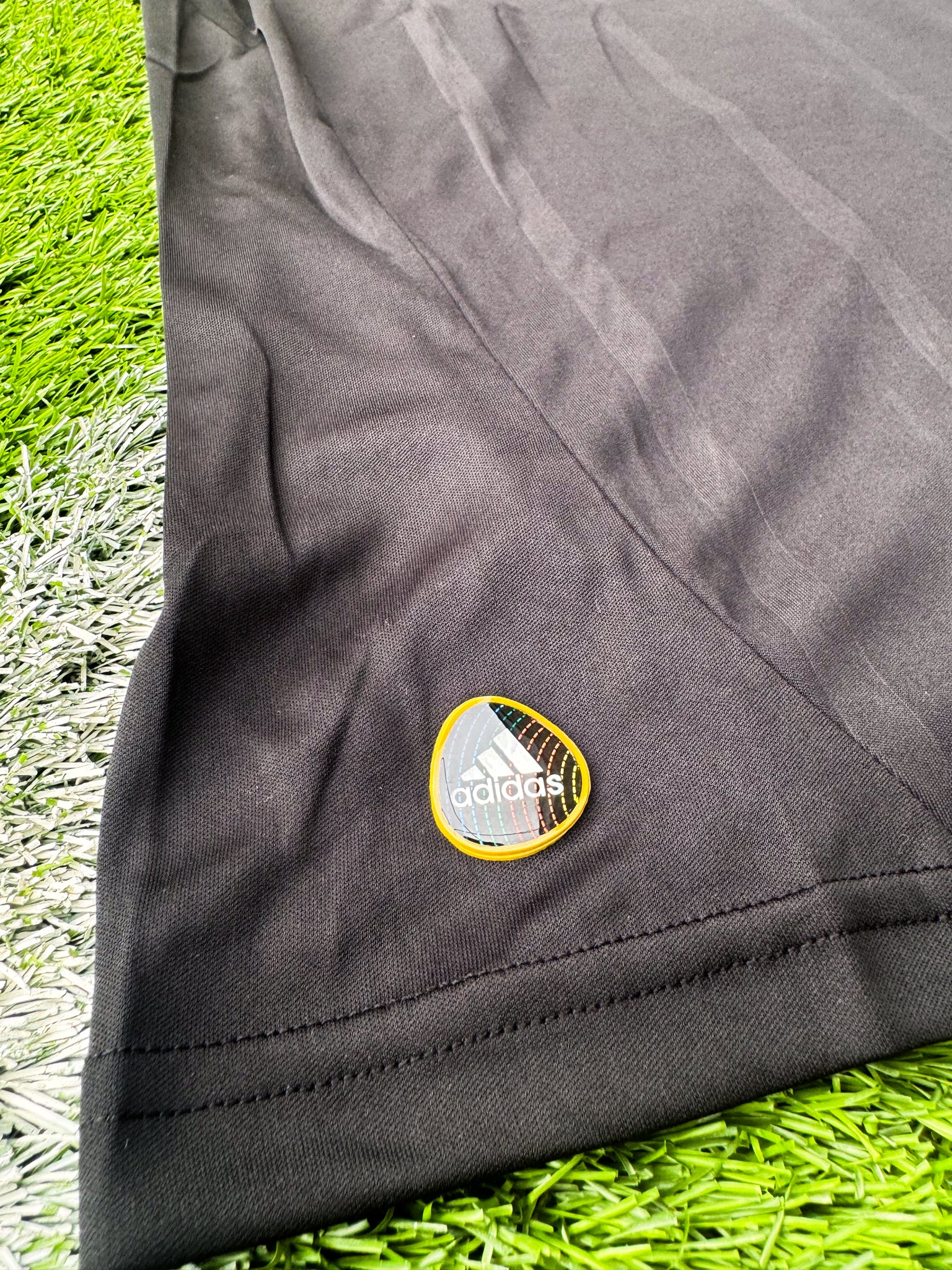 Close-up of Adidas logo and DFB crest


