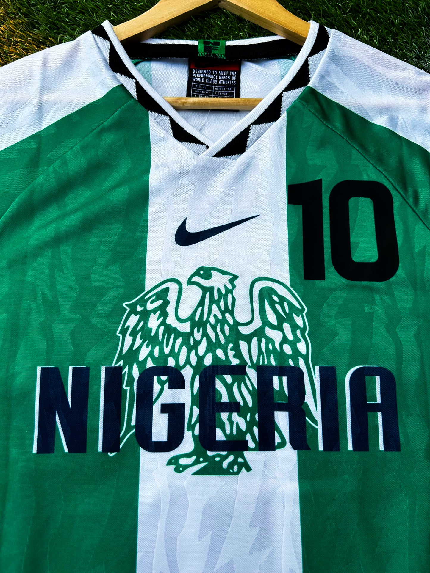 Nigeria 1996 Home Okocha #10 Rare Soccer Jersey – Vintage Super Eagles Kit with Classic 90s Flair - Five Of Cups Official