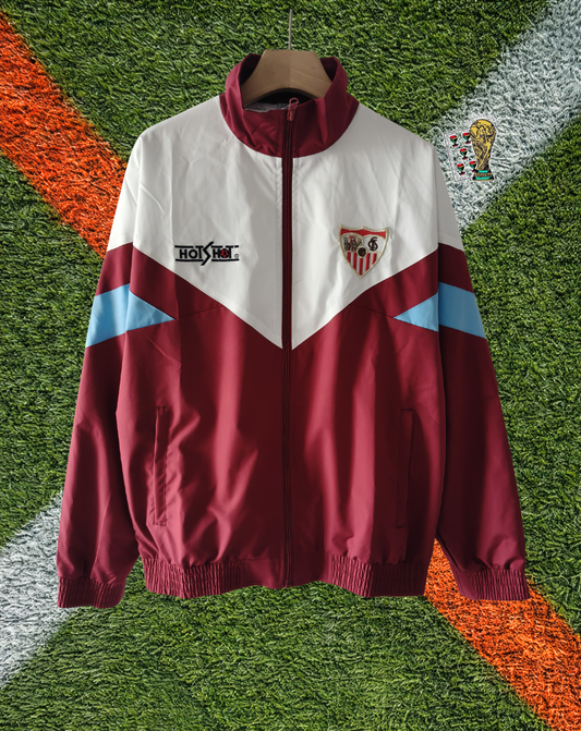 Sevilla FC 1990s Windbreaker – Nervión Maroon Classic