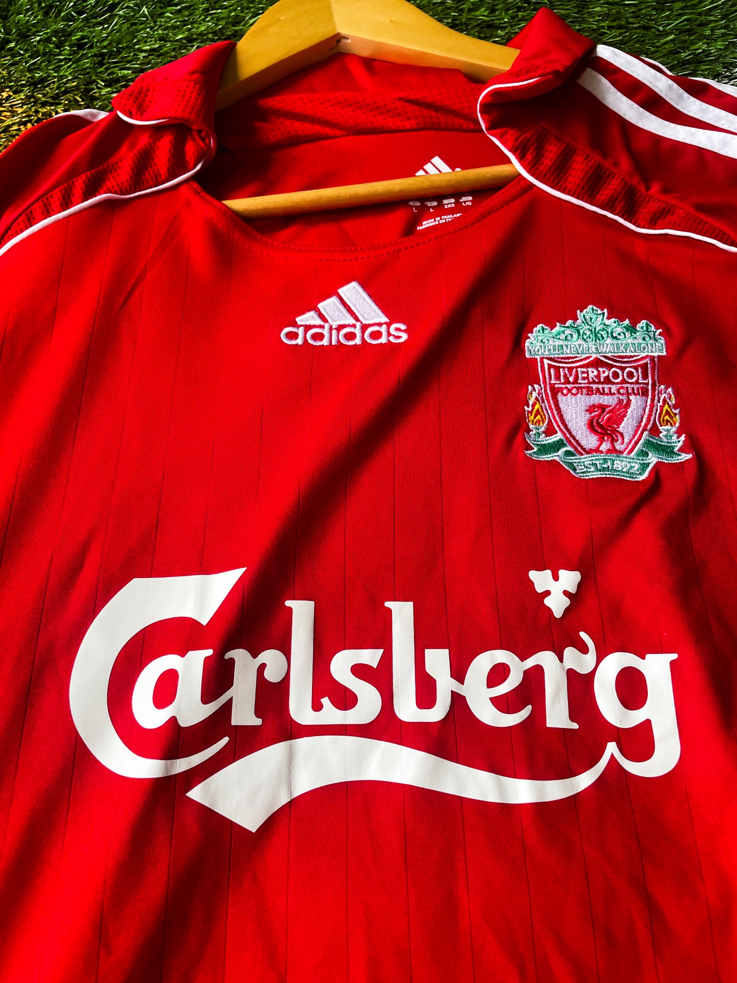 Close-up of club crest and Adidas detailing from 2006


