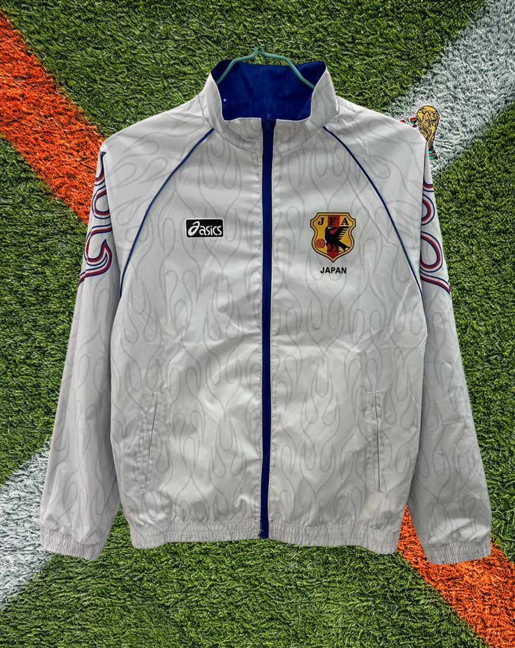 Japan 2020s Windbreaker – Samurai Blue Flame White Edition